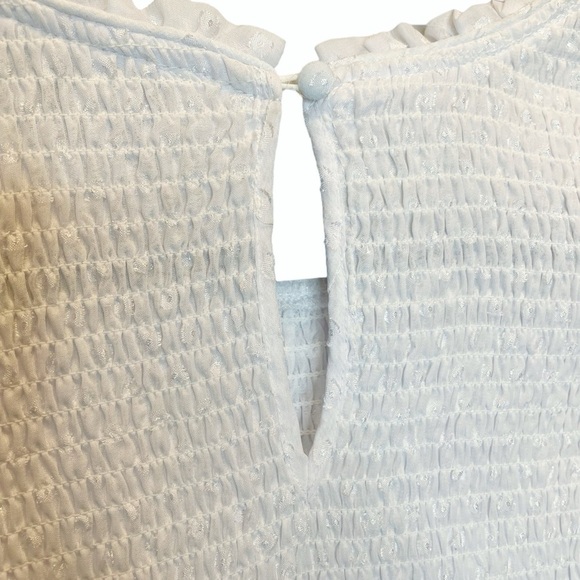 Laundry by Shelli Segal Smocked Top Blouse White Large New - Picture 7 of 7
